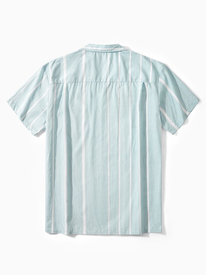Hardaddy® Cotton Striped Coconut Tree Chest Pocket Resort Shirt
