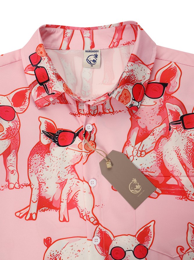 Funky Pig Chest Pocket Short Sleeve Casual Shirt