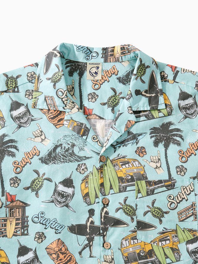 Hardaddy® Cotton Beach Surfing Chest Pocket Resort Shirt