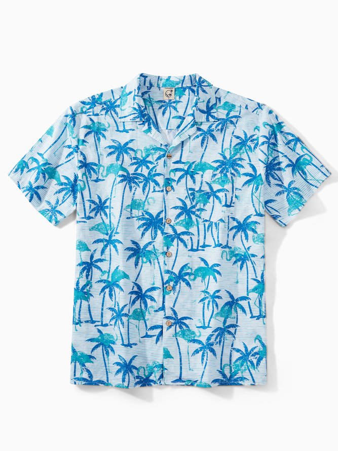 Hardaddy®Cotton Coconut Tree Chest Pocket Resort Shirt