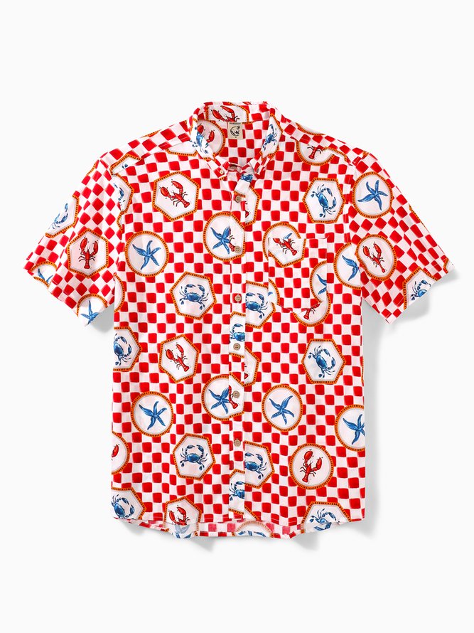 Hardaddy® Cotton Plaid Marine Life Oxford Shirt