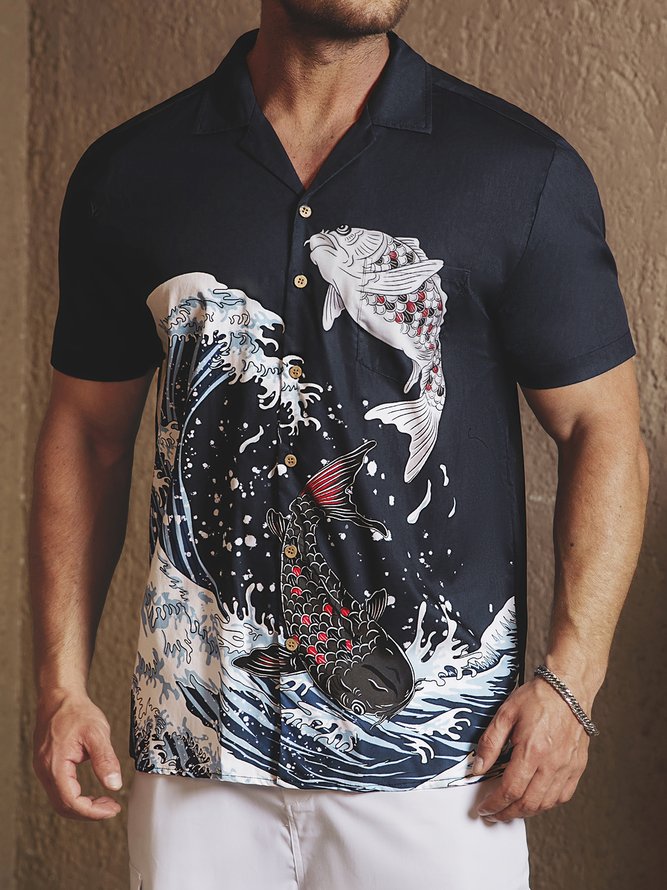 Hardaddy® Cotton Ukiyo-e Wave Aloha Shirt