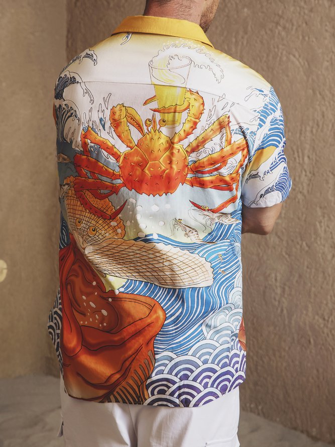 Hardaddy® Cotton Ukiyo-e King Crab Aloha Shirt