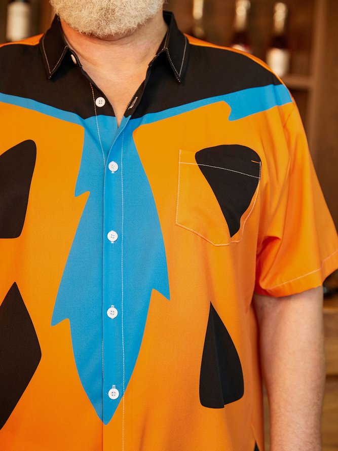 Big Size Creative Chest Pocket Short Sleeve Casual Shirt