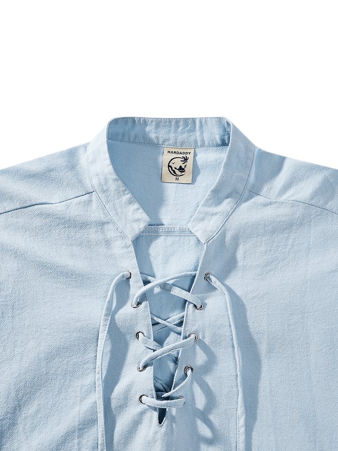 Hardaddy® Cotton Lace Up Collar Casual Shirt