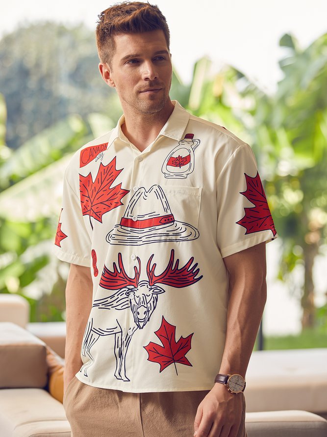Canada Day Chest Pocket Short Sleeve Shirt