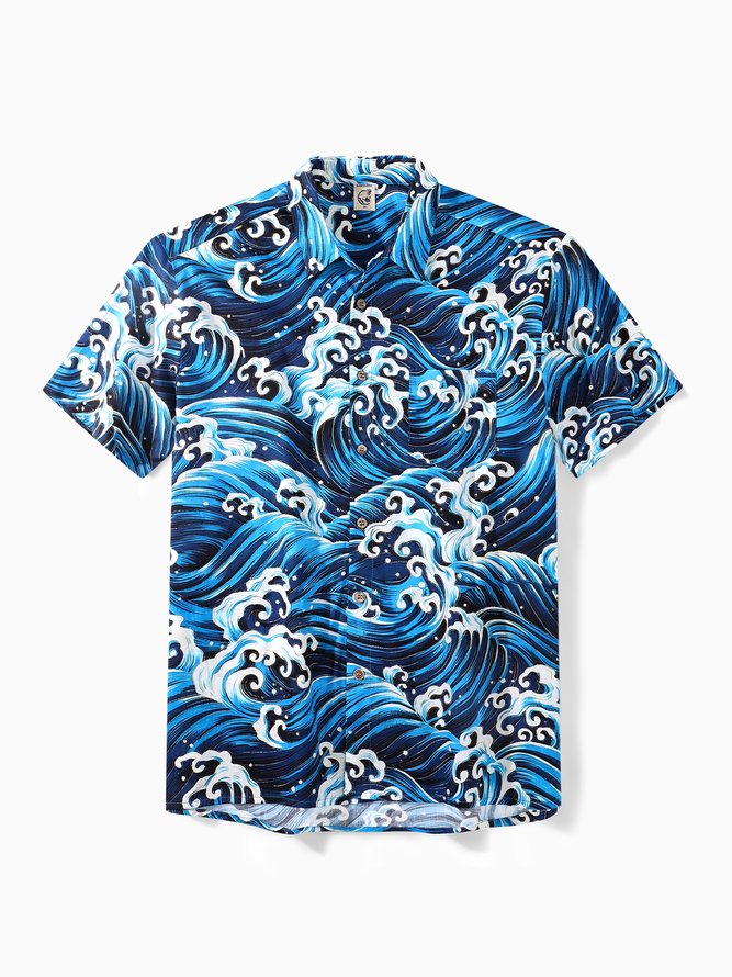 Hardaddy® Cotton Ukiyoe Wave Hawaiian Shirt