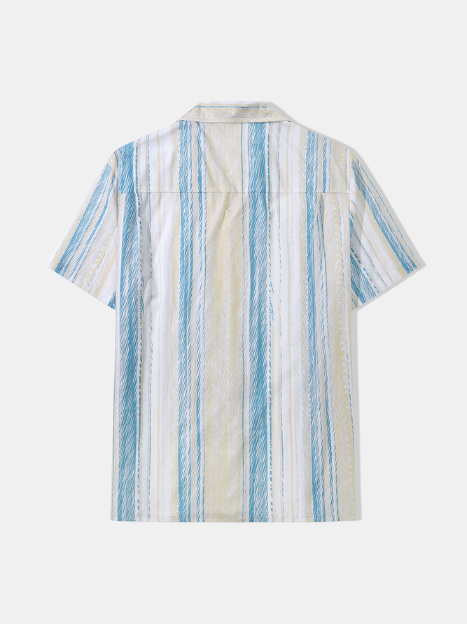 Hardaddy®Cotton Geometric Striped Bowling Shirt