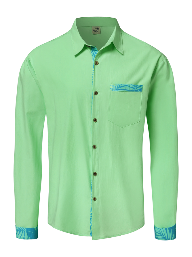 Cotton Botanical Contrast Long Sleeve Shirt