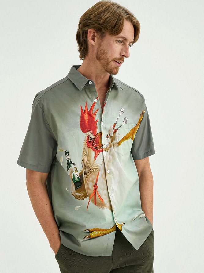 Hardaddy® Cotton Kungfu Rooster Hawaiian Shirt