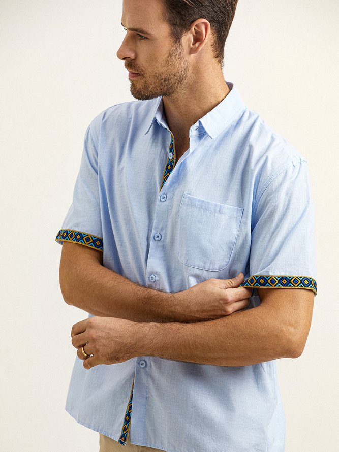 Hardaddy® Cotton Geometric Contrast Resort Shirt
