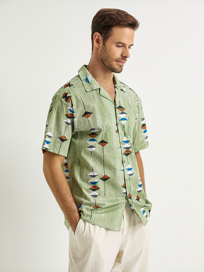 Hardaddy® Cotton Mid Century Geometric Resort Shirt