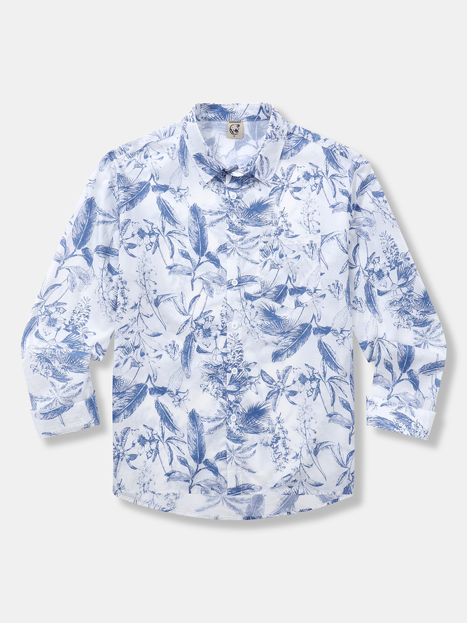 Floral Chest Pocket Long Sleeve Casual Shirt