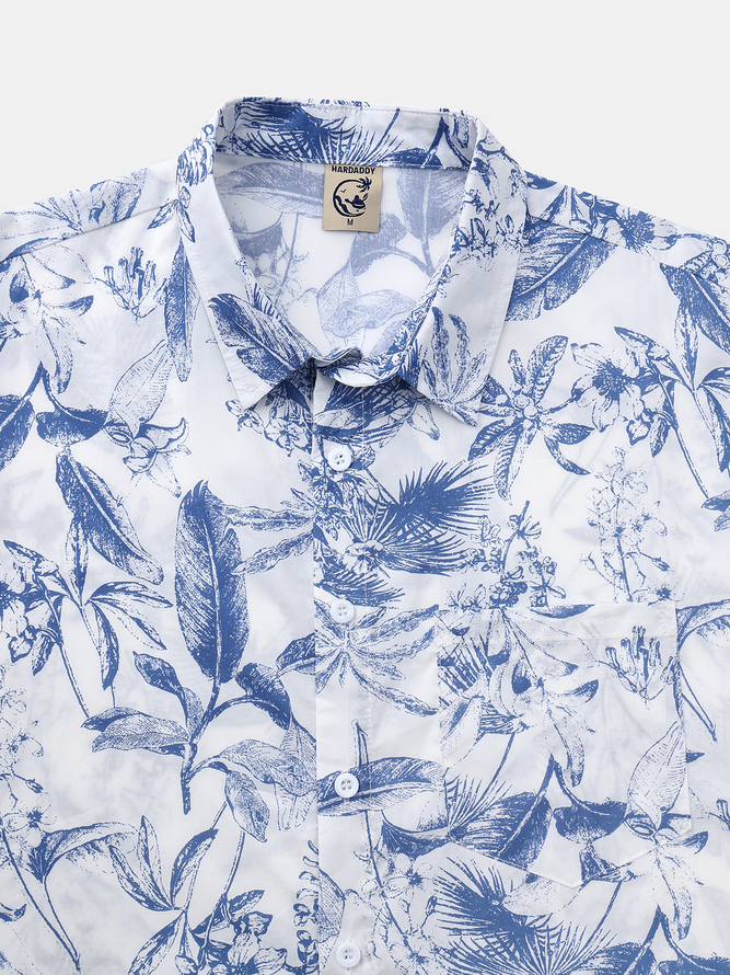 Floral Chest Pocket Long Sleeve Casual Shirt