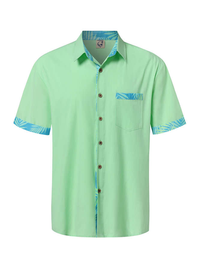 Cotton Botanical Contrast Short Sleeve Shirt