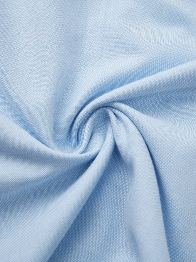 Cotton Plain Paneled Check Long Sleeve Casual Shirt