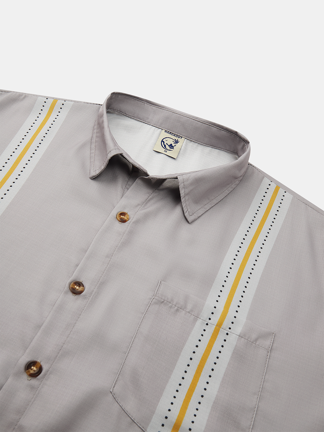 Geometric Chest Pocket Guayabera Shirt