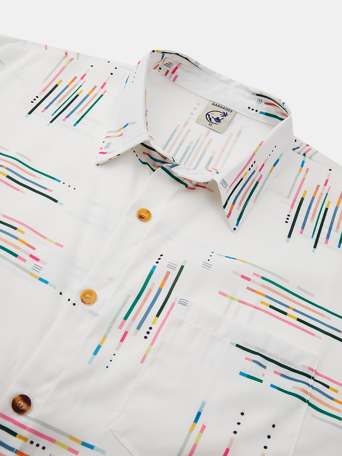 Geometric Short Sleeve Chest Pocket Resort Shirt
