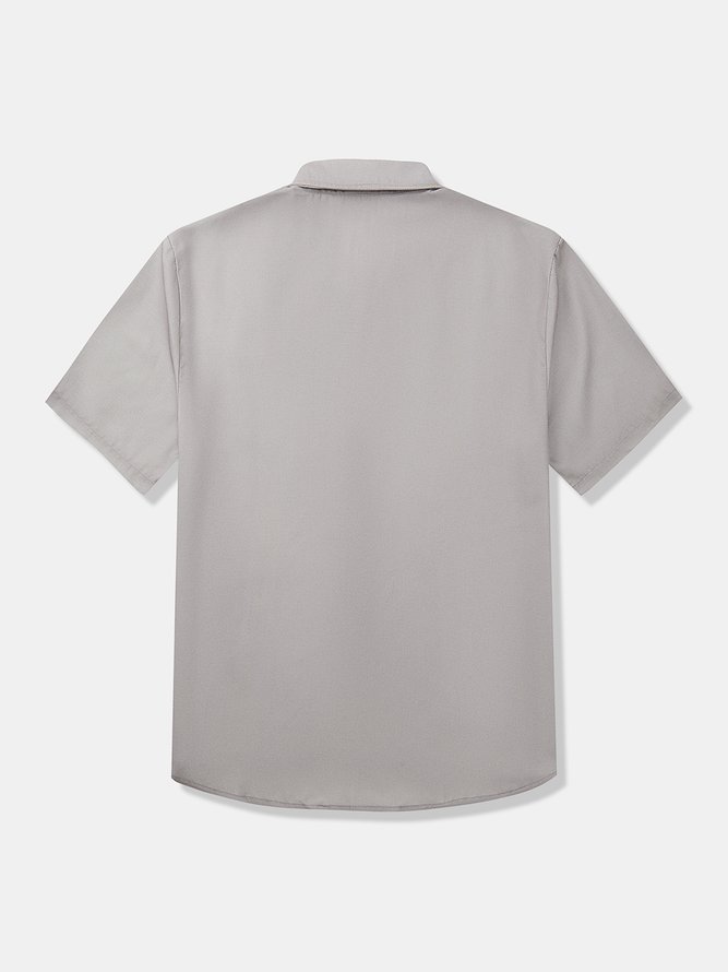 Geometric Chest Pocket Guayabera Shirt