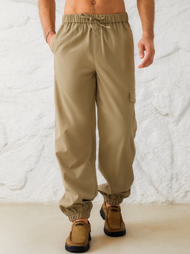 Cotton and linen style based leisure trousers
