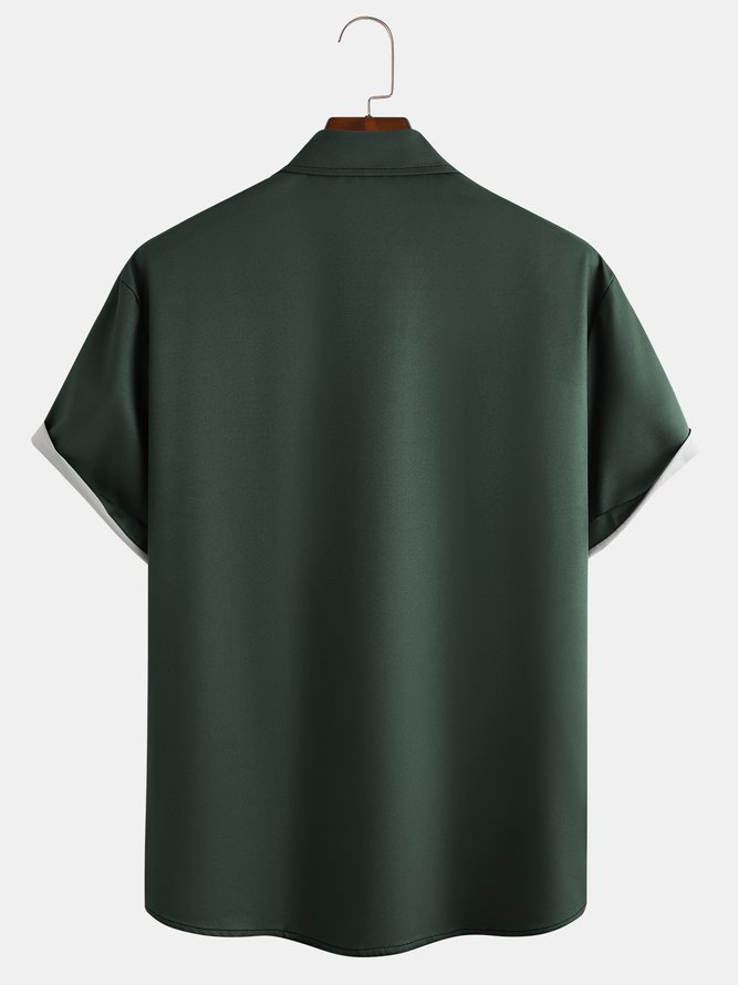 Custom Geomatric Chest Pocket Guayabera Estable Shirt