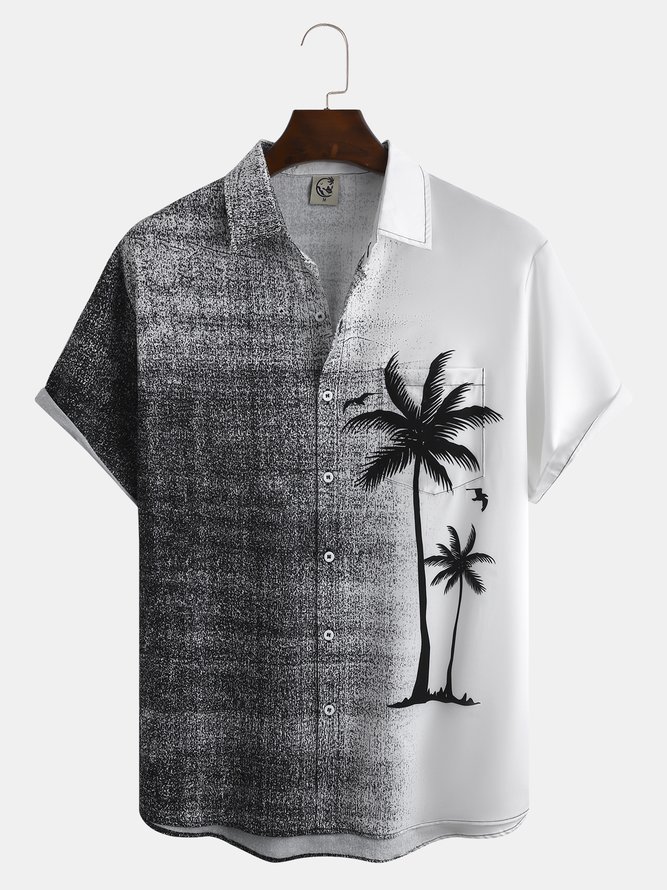 Coconut Tree Chest Pocket Short Sleeve  Shirt
