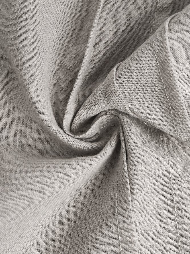 Men's Pintuck Panel Cotton Linen Long Sleeve Shirt