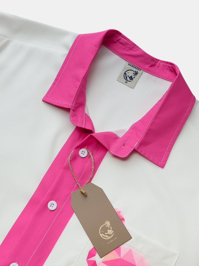 Flamingo Graphic Men's Casual Short Sleeve Hawaiian Shirt