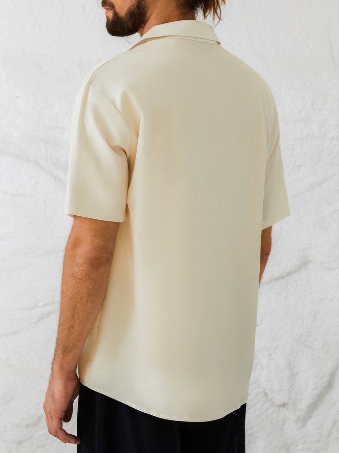 Casual Art Collection Geometric Stripes Color Block Pattern Lapel Short Sleeve Chest Pocket Shirt Print Top