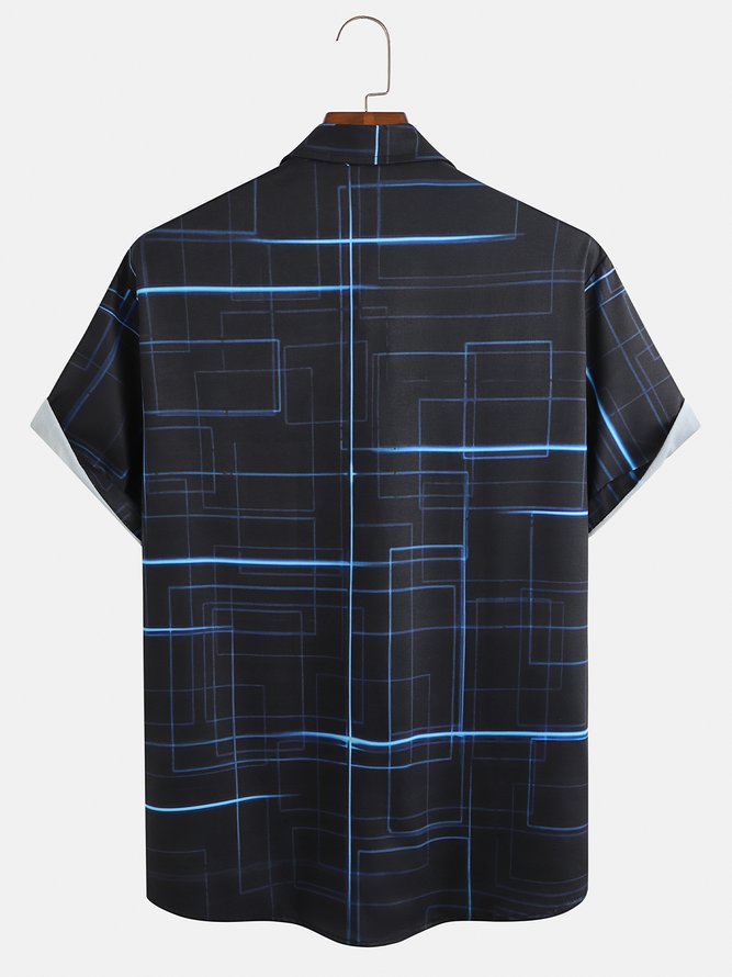 Geometric Chest Pocket Short Sleeve  Shirt