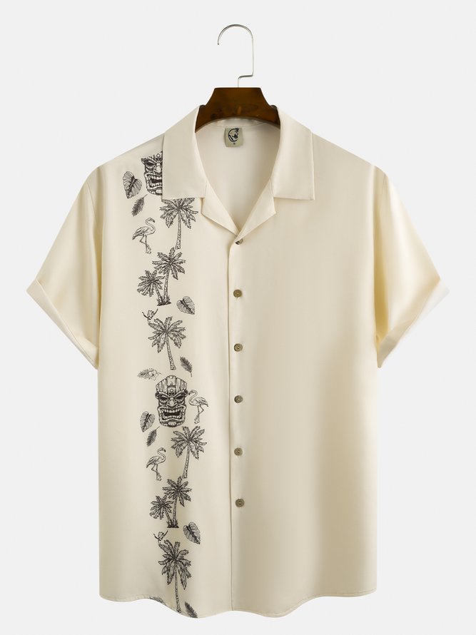 Flamingo Graphic Men's Hawaiian Casual Short Sleeve Shirt