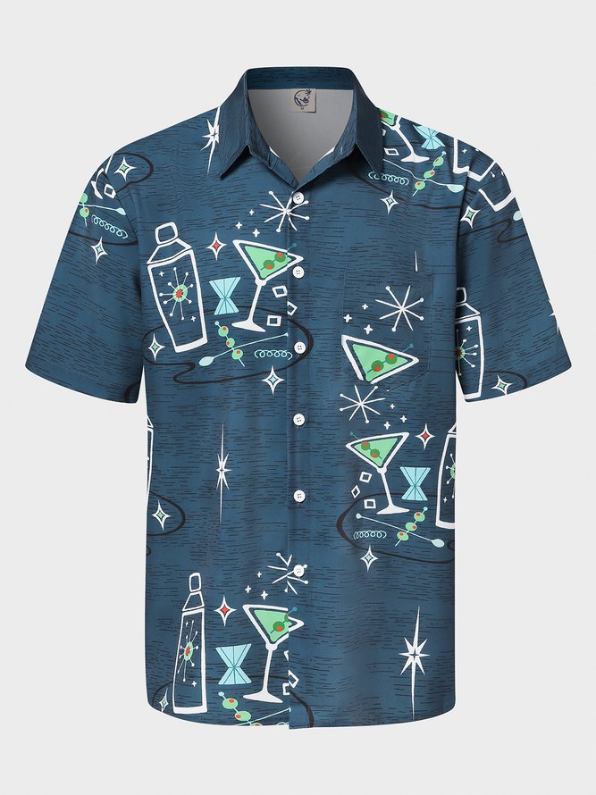 Cocktail Martini Shaker Graphic Tipsy Spirit Vintage Geometric Shirt