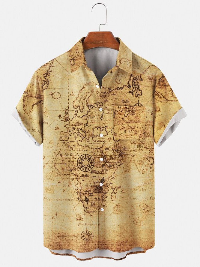Shirt Collar Casual Map Shirts | hardaddy