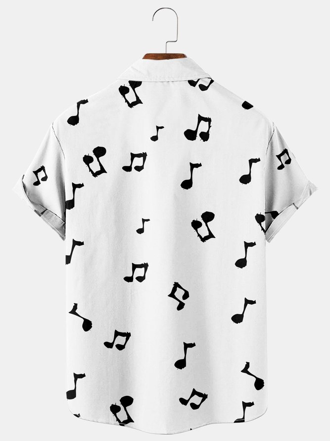Vacation Leisure Music Element Pattern Hawaiian Style Printed Shirt Top