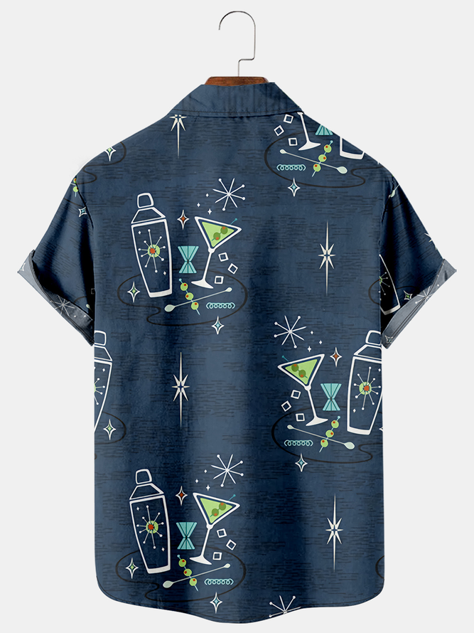 Cocktail Martini Shaker Graphic Tipsy Spirit Vintage Geometric Shirt