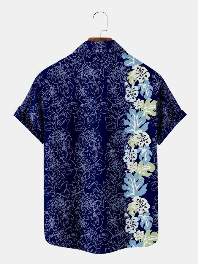 Mens Hawaiian Print Casual Breathable Short Sleeve Shirt
