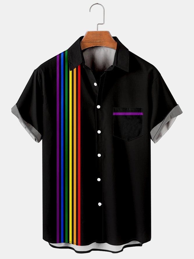 Mens LGBT Art Print Casual Breathable Short Sleeve Shirt