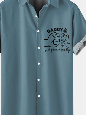 Father and Son Graphic Men's Casual Short Sleeve Shirt