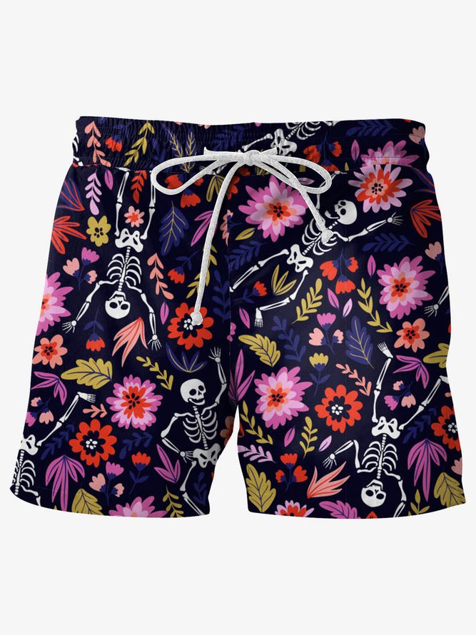 Skull Graphic Men's Beach Shorts