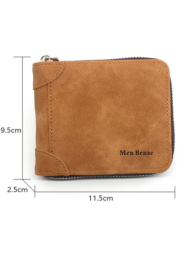 Men's Short Large Capacity Fashion Casual Frosted PU Wallet