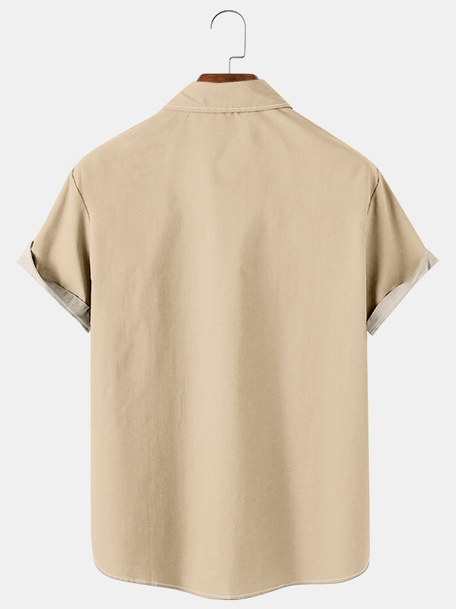Retro Graphic Men's Casual Chest Pocket Short Sleeve Shirt