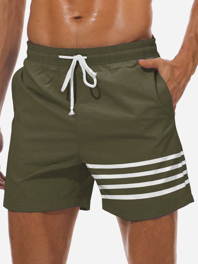 Striped Graphic Men's Casual Beach Shorts