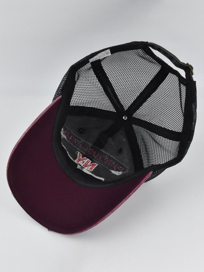 Men's Colorblock Washed Distressed Three-dimensional Embroidered Baseball Cap