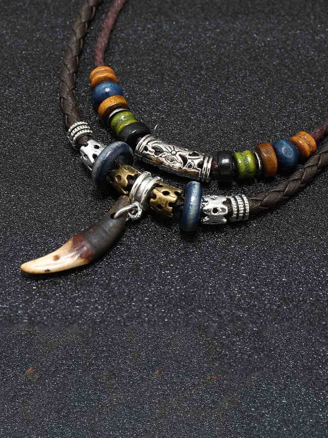 Men's Vintage Plain Resin Fishbone Necklace