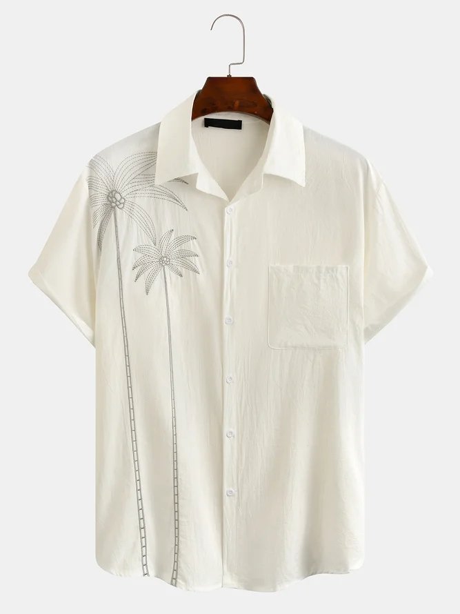 Casual Style Hawaiian Plant Coconut Tree Versatile Shirt