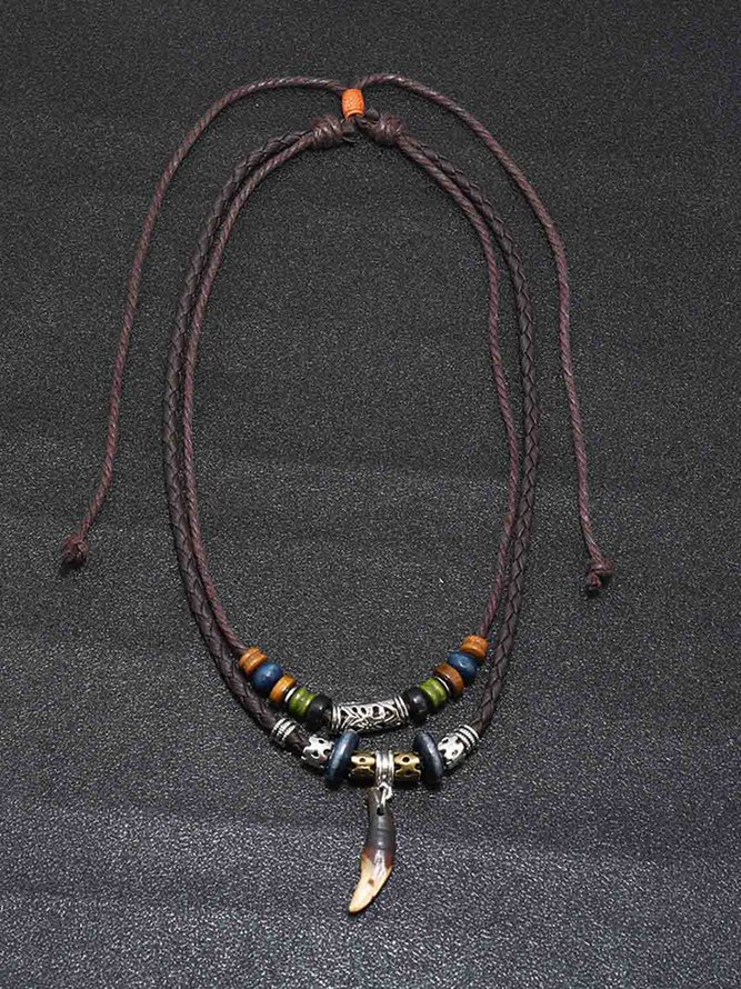 Men's Vintage Plain Resin Fishbone Necklace