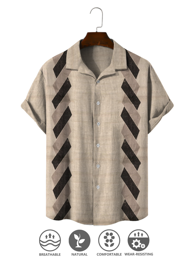 Cozy linen shirt with cotton and linen geometric stripes
