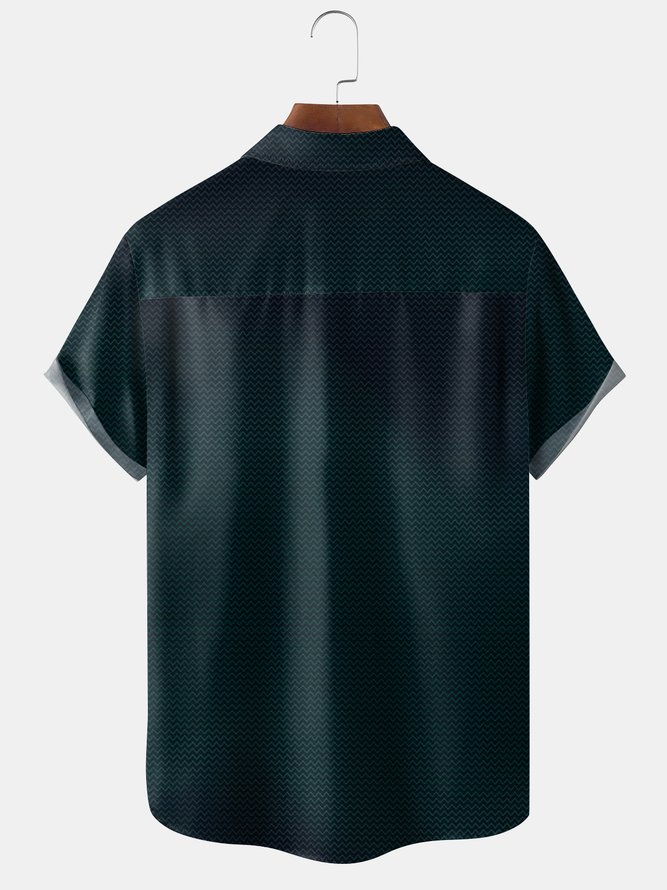 Men's Gradient Background Coconut Tree Element Graphic Print Short Sleeve Shirt