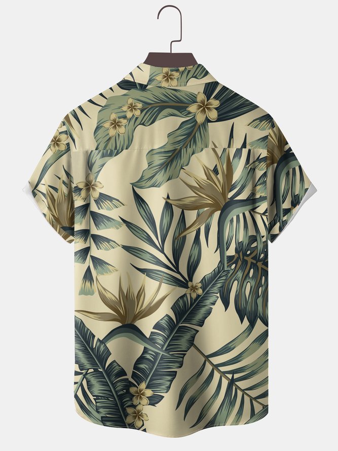 Men's Tropical Plant Graphic Print Short Sleeve Shirt