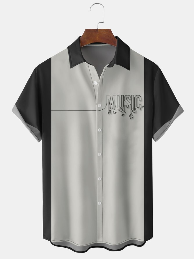 Men's Musical Notes Graphic Print Short Sleeve Shirt